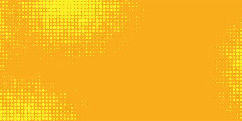 Yellow halftone pattern. Retro comic gradient background. Bright orange pixelated dotted texture overlay.