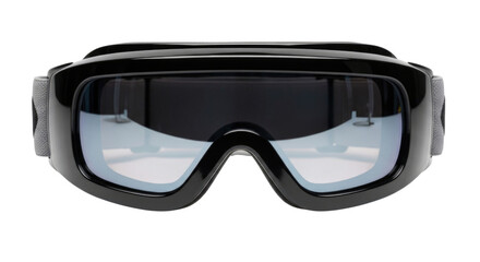 Black ski goggles with reflective lenses transparent background cutout png