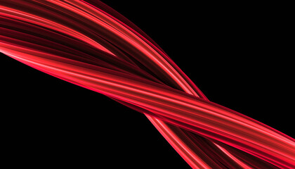 Abstract red glowing wavy lines crossing on a dark black background creating a dynamic visual effect.