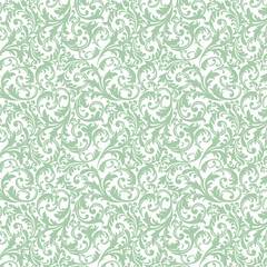 Elegant Light Green Botanical Scrollwork Pattern