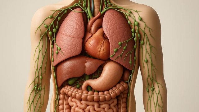 Detailed Illustration of Human Anatomy Showcasing Internal Organs Including Heart, Lungs, and Digestive System, Emphasizing Complexity of Medical Science and Internal Structures