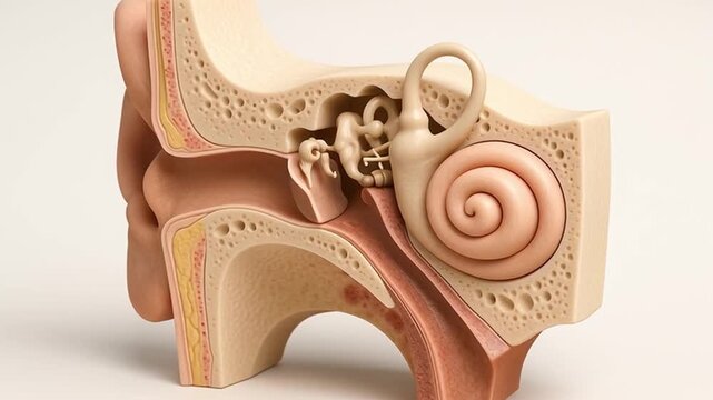 Anatomical Model of Human Ear Structure Exploring Cochlea, Auditory System, and Inner Ear Anatomy for Enhanced Understanding of Hearing Processes and Medical Education