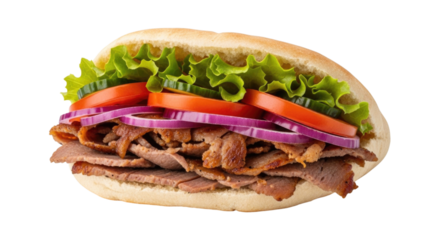 Delicious doner kebab sandwich transparent background cutout png