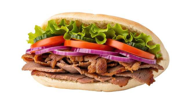 Delicious doner kebab sandwich transparent background cutout png