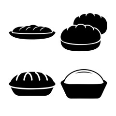 Various baked goods silhouette icons for food and bakery themes