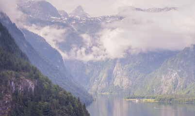 Obraz premium Konigsee lake near Jenner mount in Berchtesgaden National Park, Alps Germany