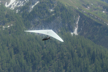 Fototapeta premium Hang gliding above mountain valley near Jenner mount Berchtesgaden National Park