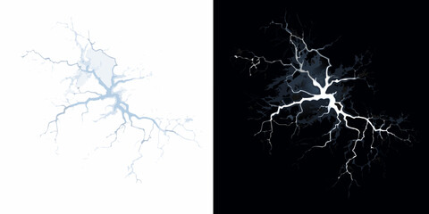 A striking visual comparison of lightning bright and dark contrast