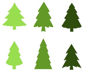 Set pine trees in different color vector,simple set chrismast tree illustration,set simple pine tree color image,set pine tree design image ,set pine tree flat design vector 