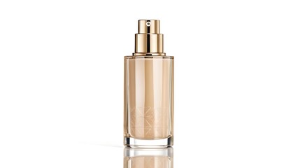 Naklejka premium Luxury Glass Cosmetic Bottle with Gold Pump for Foundation or Serum 