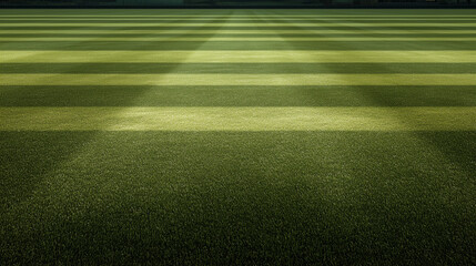 Obraz premium Football Field Grass With Striped Checker Texture From A Freshly Mowed Soccer Pitch