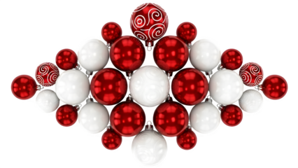 Red and White Christmas Ornaments, isolated on transparent background