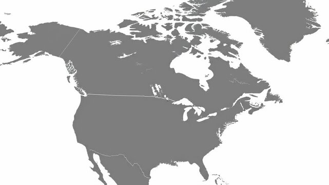 North America Map Illustration - An illustration depicting a simplified map of North America, featuring Canada, the United States, and Mexico.