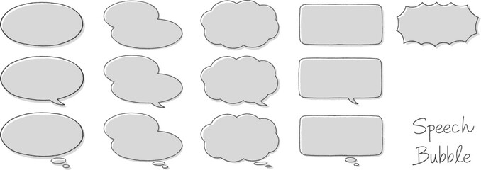 手描き風のフレーム・吹き出しセット（版ずれ・横長）