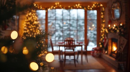 A beautifully decorated Christmas holiday home with candles and lights creates a warm atmosphere.