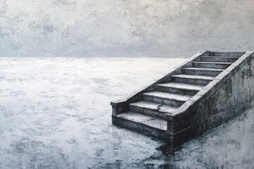 Gray Snowy Steps Leading Outdoors