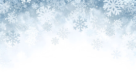 Abstract winter background with falling snowflakes and gradient blue to white fade