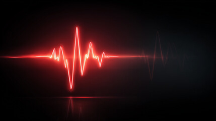 Red Neon Heartbeat Pulse Line Across a Dark Background For Health, Tech, And Energy Visuals