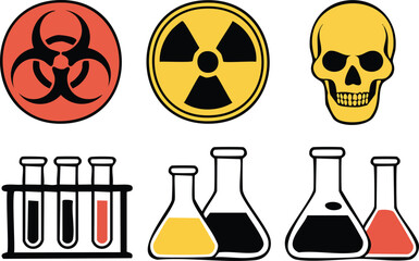 Bold Geometric Hazard and Chemical Warning Vector Icons