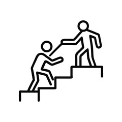 Helping Hand Icon &ndash; Support, Guidance, Assistance, Teamwork Line Art