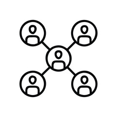 Social Network Icon &ndash; Connected People, Communication, Community Line Art
