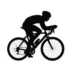 Fototapeta premium Road Cyclist Silhouette Riding Racing Bicycle. Sport, Fitness, Competition, and Active Lifestyle Vector Graphic.
