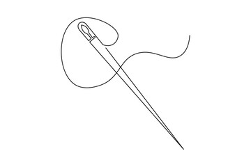 Minimalist sewing needle continuous line drawing simple style outline