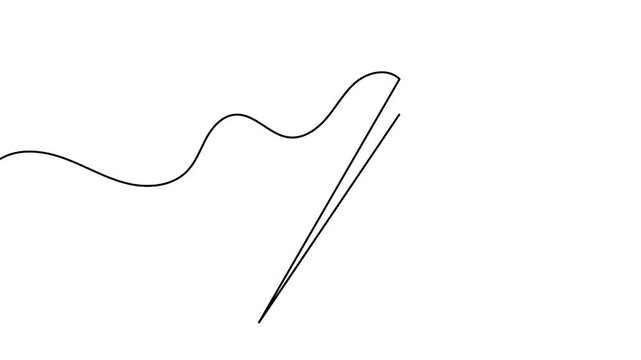Needle thread icon one line art animation seamless loop minimal design