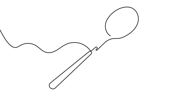Animated kitchen spoon continuous line drawing minimal cutlery element