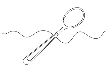 Dinner cutlery spoon continuous outline drawing simple style cooking
