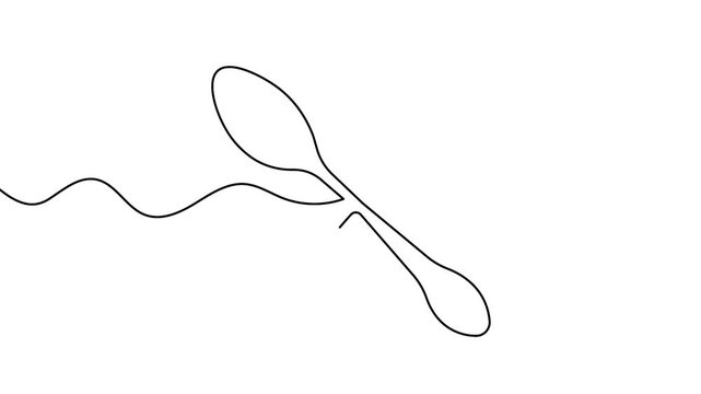 Minimalist spoon continuous line drawing icon loop animation