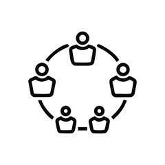 Team Meeting Icon &ndash; Group Collaboration, Discussion, Community Line Art