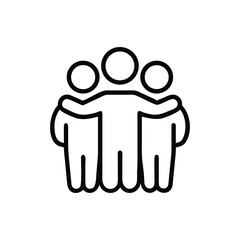 Group Hug Icon &ndash; Support, Friendship, Unity, Togetherness Line Art
