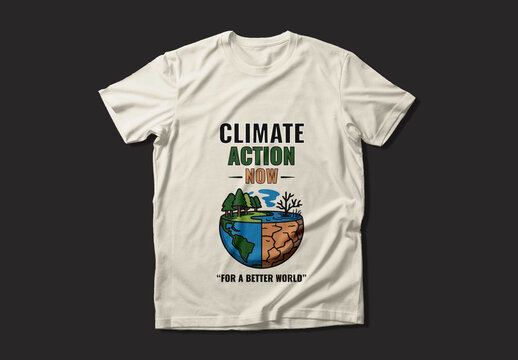Climate Action T Shirt Illustration Layout