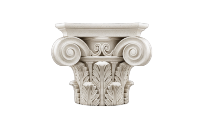 Ionic Column Capital Isolated on White Background