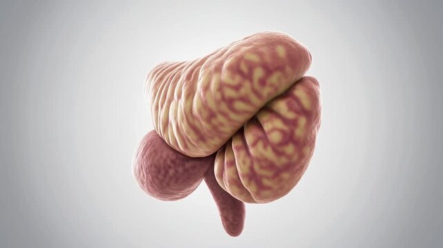 Detailed 3D Rendering of the Human Brainstem and Cerebellum.