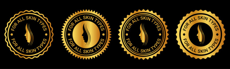 Gold All Skin Type Cosmetic Badge Label Design