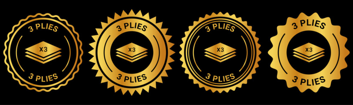 Gold Three Plies Badge Emblem Set