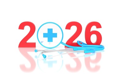 Healthcare 2026 Medical Stethoscope and Red Cross Sign