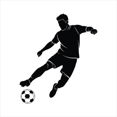 Naklejka premium Silhouette of a Soccer Player Kicking a Ball in Dynamic Motion