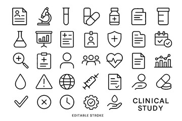 Medical & Clinical Line Icon Set &ndash; Editable Stroke Vector Icons