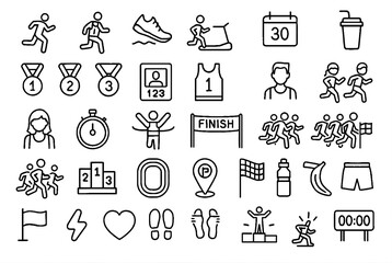 Sports & Fitness Line Icons Set Editable Stroke Vector Icons for Workout Training & Exercise