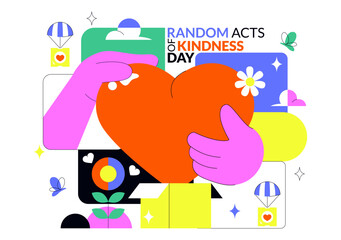 Random Acts of Kindness Day Vector Illustration on February 17th Various Small Actions to Give Happiness with Love in Flat Cartoon Background