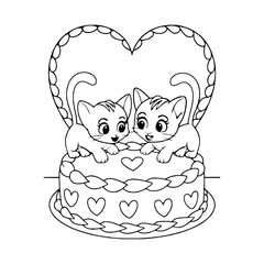 Cute cartoon cat holding a heart in a fun vector style