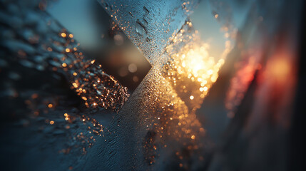 Macro detail of frosted glass surface with condensation droplets, texture photography generated AI