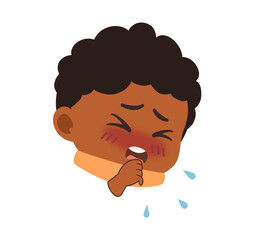 Illustration of Sick Child Coughing