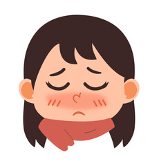 Obraz premium Illustration of Sick Woman with Cold