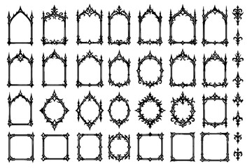 Vintage Ornamental Frames Collection &ndash; Decorative Baroque Borders, Retro Flourish Frame Set, Classic Victorian Outline Design Elements