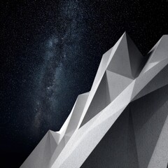Geometric Mountain Peaks Under Milky Way