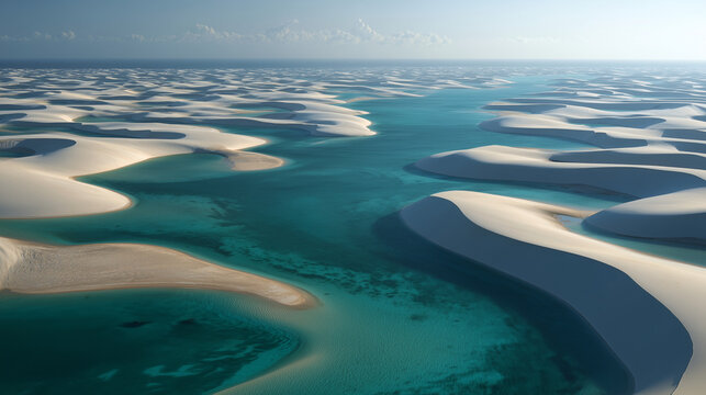 Len&ccedil;&oacute;is Maranhenses Sand Dunes and Lagoons Aerial